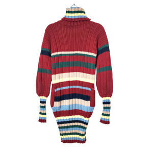 VTG Scala Designer 70s Womens Small Pullover Sweater Tunic Cowl Neck Striped